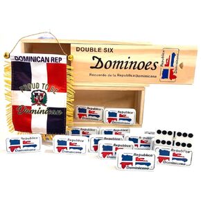 Dominican Dominoes, Dominican Republic Flag Dominoes Double Six Set Double 6 Dominoes with Classic Dominican Design