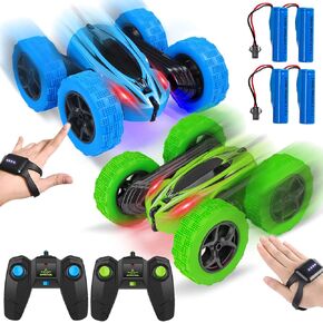 2PACK RC Stunt Car Watch Gesture Sensor Car 4WD Double Sided 360 Degree Rotating Tumbling Rechargeable Car High Speed 2.4GHZ Off Road Hobby RC Toy Cars for Xmas Birthday Gift Adults,Kids