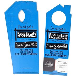 I'm Not Just a Real Estate Professional I'm Also Your Area Specialist, Call Me.. Business Card Door Hanger Real Estate Supply (Blue)