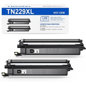 TN229XLBK Black High Yield Printer Toner Cartridge for Brother 229 - Print up to 3,000 Pages Use with Brother MFC-L3780CDW MFC-L3720CDW HL-L3280CDW HL-L3220CDW Printer(2 Blacks)