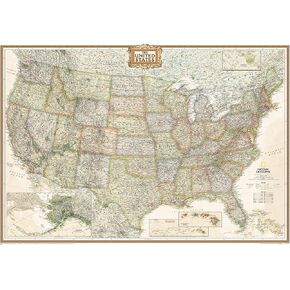 National Geographic: United States Executive Wall Map - Antique Style - Extra Large - 69.25 x 48 inches - Art Quality Print
