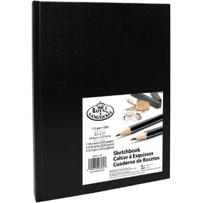 Royal & Langnickel Black A4 Sketchbook Cartridge Drawing Paper Artist Sketch Book Pad Casebound 110gsm 220 Pages (21.6cm x 27.9cm)