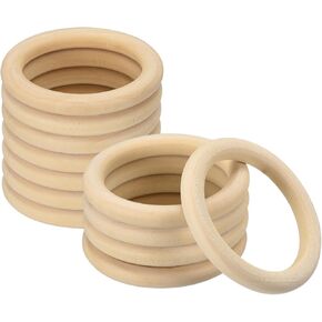uxcell 12Pcs 100mm(3.9-inch) Natural Wood Rings, 10mm Thick Smooth Unfinished Wooden Circles for DIY Crafting, Knitting, Macrame, Pendant
