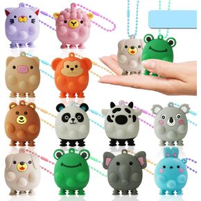 12 Pack 3D Pop Animals Fidget Suction Toys,Pop Party Favors for Kids,Silicone Animal Bath Suction Toys for Toddlers,Goodie Bag Stuffers,Treasure Chest for Kids Prizes,Carnival Prizes