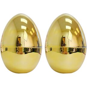 GiftExpress Jumbo Easter Eggs - 10" Tall x 7" Wide Extra Large Empty Plastic Eggs - Perfect Kids & Adult Party Toys for Gift Baskets or Egg Hunt Decor - 2 Piece, Gold