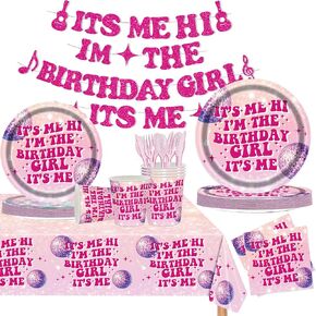 170 Pcs Its Me Hi Im The Birthday Girl Its Me Tableware ,Music Birthday party Decorations includes Its Me Hi Im The Birthday Girl Its Me Banner Music Plates and Napkins for Birthday Party Decorations