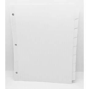 1/8 Blank Index Tab Dividers, White, 3 Hole Punched