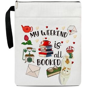 Book Lover Gifts for Christmas, My Weekend is All Booked Book Sleeve with Zipper Bookish Gifts, Book Accessories Kindle Sleeve Book Carrying Case Book Club Gifts for Readers Librarian Friends -19