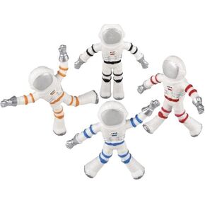 Bendable Astronaut Toys 12 Pc - 3 Inch Party Favor Action Figures Space Fidget Stress Relief Great Gift