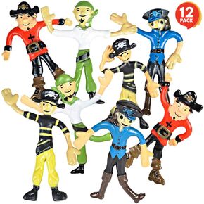 ArtCreativity Bendable Pirate Figures, Set of 12 Flexible Men, Birthday Party Favors for Boys & Girls, Stress Relief Fidget Toys for Kids and Adults, Goody Bag Stuffers, Piñata Fillers