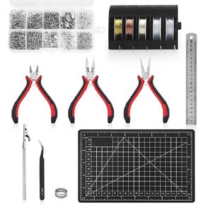 Jewelry Pliers Making Tools Set, Mini Jeweler Pliers for Adults with Beading Wire Kit, Bracelet Helper, Craft Earring Accessories for Jewelry Making Supplies DIY Hobby Repair