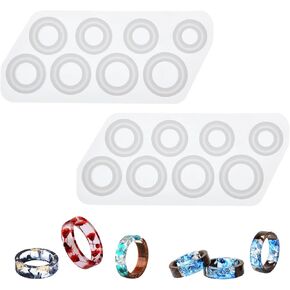 3 Pcs Resin Ring Molds Silicone Ring Jewelry Casting Mold Round Pendant Resin Casting Mold for DIY Rings Earrings Necklace Pendants Keyrings Crafts Decorations Making (8 Different Sizes)