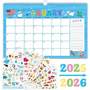 large Desk Calendar 2025-2026 with Monthly Holiday Planner Stickers 24 Months Large Deskpad Calendar Wall Calendar Home Office Decor 17x11"