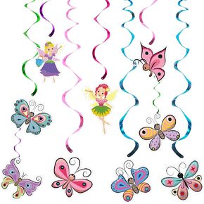 Butterfly Hanging Swirls, Fairy Hanging Decorations, Butterfly Birthday Party Decor for Girls, Spring Ceiling Decorations, Butterfly Baby Shower Decor (9Pcs)