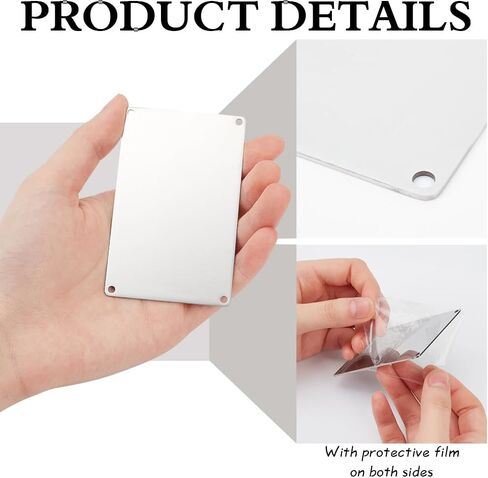 BENECREAT 12 قطعة 304 فراغات نقش من الفولاذ المقاوم للصدأ، 3.4x2.1 بوصة علامات فارغة مستطيلة مع 4 فتحات، فراغات ختم معدنية علامات الحيوانات الأليفة، مجموعات صنع السحر لقلائد الديكور DIY in Kuwait