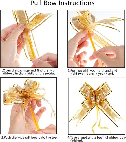 Wrapping Bows and Ribbons for Gift Large Pull Bows Presents Decoration Baskets Wrap A12-30pcs-Yellow in Kuwait