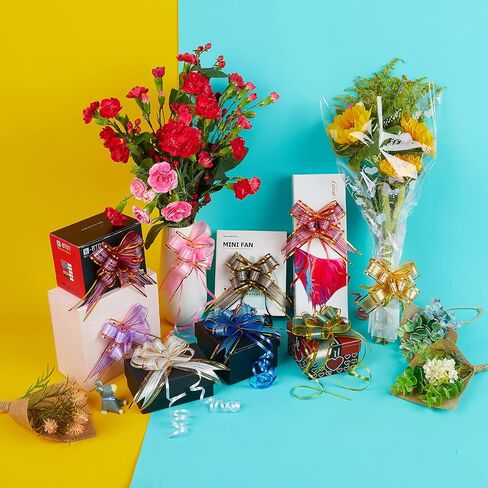 Wrapping Bows and Ribbons for Gift Large Pull Bows Presents Decoration Baskets Wrap A12-30pcs-Yellow in Kuwait