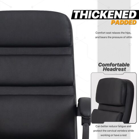 MoNiBloom High Back Executive Leather Chair with Footrest Swivel Office Chair Height Adjustable Rolling Casters 90°-135° Reclining Computer Chair for Adults, Black in Saudi Arabia