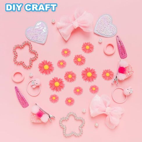 PATIKIL 75Pcs Resin Daisy Flower Charms, 3 Sizes Flatback Cute Flower Charms for DIY Scrapbooking Embellishments Nail Phone Case Decor, Pink in Saudi Arabia