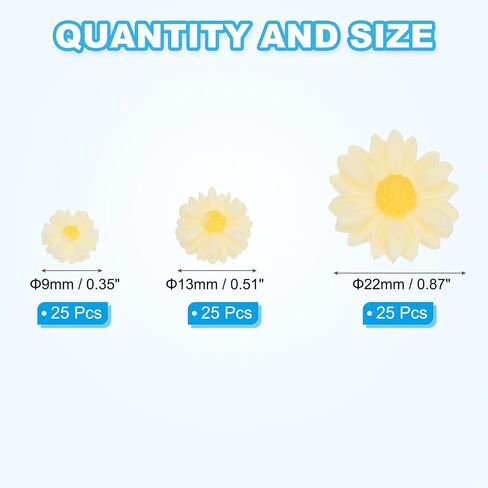 PATIKIL 75Pcs Resin Daisy Flower Charms, 3 Sizes Flatback Cute Flower Charms for DIY Scrapbooking Embellishments Nail Phone Case Decor, Pink in Saudi Arabia
