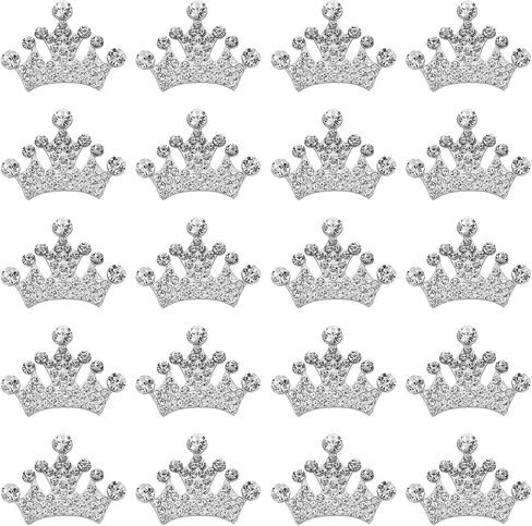 PATIKIL 20Pcs Crown Charms, 1.26" x 0.98" Mini Metal Rhinestone Crystal Crown Embellishments Bulk DIY Handmade Phone Case Clothes Decor Party, Silver Tone in Saudi Arabia