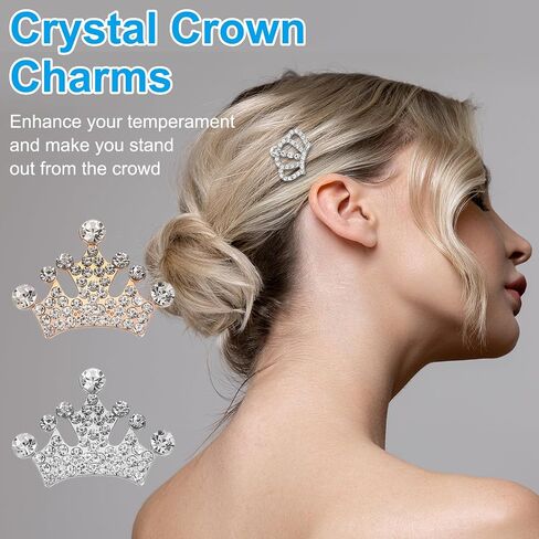 PATIKIL 20Pcs Crown Charms, 1.26" x 0.98" Mini Metal Rhinestone Crystal Crown Embellishments Bulk DIY Handmade Phone Case Clothes Decor Party, Silver Tone in Saudi Arabia