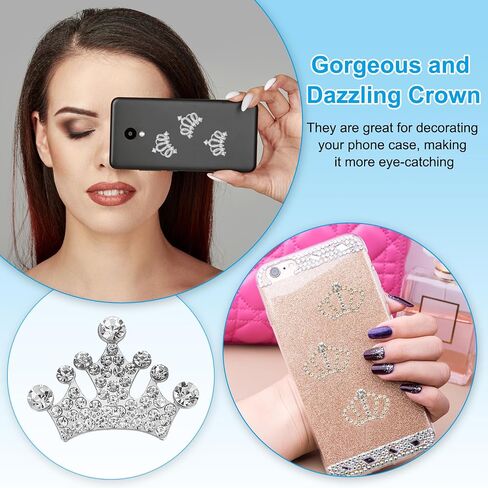 PATIKIL 20Pcs Crown Charms, 1.26" x 0.98" Mini Metal Rhinestone Crystal Crown Embellishments Bulk DIY Handmade Phone Case Clothes Decor Party, Silver Tone in Saudi Arabia