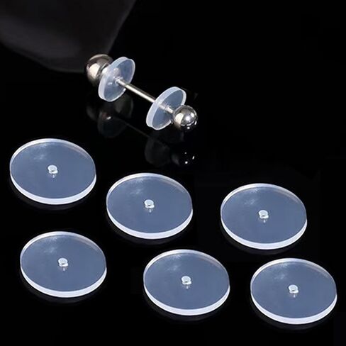 0.47 Inch Silicone Earring Backs Stoppers for Piercings, Clear Discs, 12mm, Non-Pull Stabilizer Pads for Healing Earlobe Support Patches (100 pcs) in Saudi Arabia