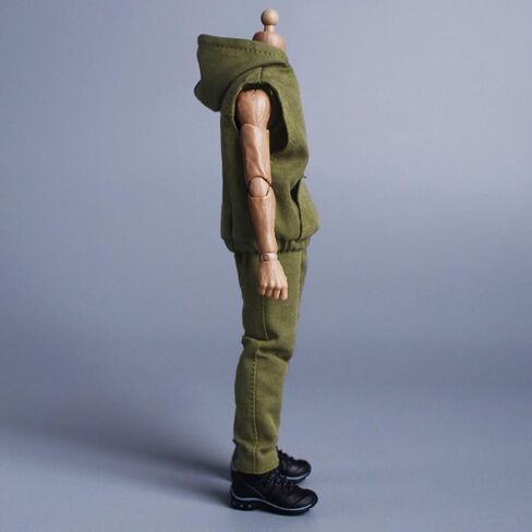 Meetoget 1/12 Scale Male Doll daily sports Sleeveless Hoodie Set Clothes for 6 inch Action Figure PM008US,green in Saudi Arabia