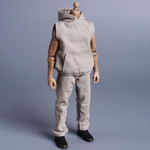 Meetoget 1/12 Scale Male Doll daily sports Sleeveless Hoodie Set Clothes for 6 inch Action Figure PM008US,green in Saudi Arabia
