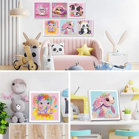 WEMEON 6 Pack Diamond Art Kits for Kids with Frames- Animal Diamond Painting Crafts for Kids Ages 4-8-12, Diamond Art Painting Birthday Gifts for Girls and Boys(6x6inch) in Saudi Arabia