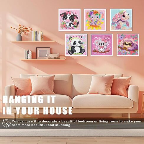 WEMEON 6 Pack Diamond Art Kits for Kids with Frames- Animal Diamond Painting Crafts for Kids Ages 4-8-12, Diamond Art Painting Birthday Gifts for Girls and Boys(6x6inch) in Saudi Arabia