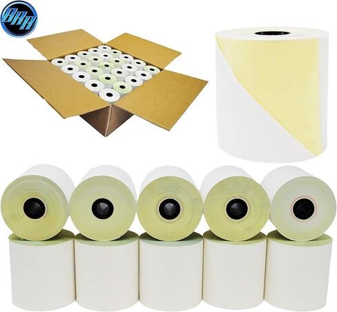 (32 Rolls) 2 Ply Carbonless Rolls 3" X 95 Feet White/Yellow Receipt Paper POS Cash Register Two Ply White/Canary for Star Micronics SP700 SP2000 UP389 Omni 480 TMU 220 250 Require Ribbons ERC30/34/38 in Saudi Arabia