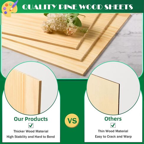 AWIZOM 6 Pack Unfinished Wood Sheets for Crafts 12x24x1/4 Inch-6 mm Solid Wood Sheets Natural Pine Wood Sheets Blank Wooden Rectangular Boards for Laser Projects, Painting, Model Making, Engraving in Saudi Arabia