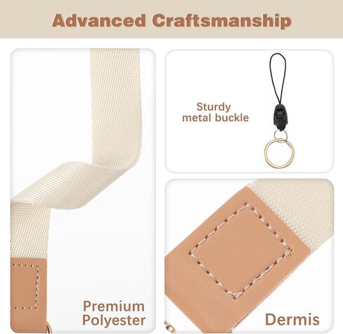 Thinp Keychain Wristlet for Women Key Chain Strap Cute Wristlet Keychain Wristlet Lanyard for Keys ID Badges Card Wallet Phone Key Chains Layard for Women Men,Beige in Saudi Arabia