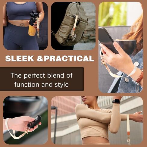 Thinp Keychain Wristlet for Women Key Chain Strap Cute Wristlet Keychain Wristlet Lanyard for Keys ID Badges Card Wallet Phone Key Chains Layard for Women Men,Beige in Saudi Arabia