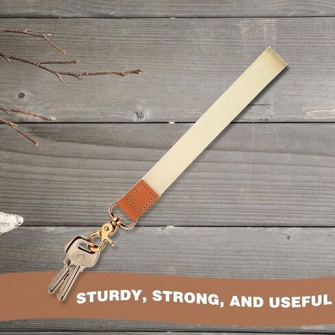 Thinp Keychain Wristlet for Women Key Chain Strap Cute Wristlet Keychain Wristlet Lanyard for Keys ID Badges Card Wallet Phone Key Chains Layard for Women Men,Beige in Saudi Arabia