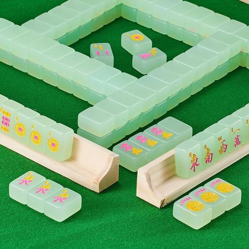 مجموعة ألعاب ماجونج الأمريكية 174 أكريليك أخضر 26 مم مجموعة ألعاب ماجونج الأمريكية تتضمن 174 بلاطة ماجونج، صندوق ماجونج، 4 رفوف ماجونج، تعليمات اللعبة و3 نرد in Kuwait