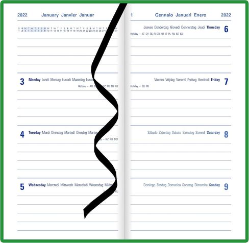 Letts of London Woodland 2025 Weekly Planner, 12 Months, January to December, Sewn Binding, Medium Pocket, 5.875" x 3.125", Multilingual, Green (C082173-25) in Kuwait