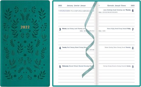 Letts of London Woodland 2025 Weekly Planner, 12 Months, January to December, Sewn Binding, Medium Pocket, 5.875" x 3.125", Multilingual, Green (C082173-25) in Kuwait