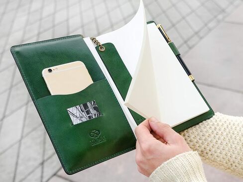 مجلة جلدية مقاومة للوقت مع 320 صفحة مسطرة A5 دفتر ملاحظات وإشارة مرجعية - مفكرة إيطالية مصنوعة يدويًا - صندوق هدايا متضمن in Kuwait