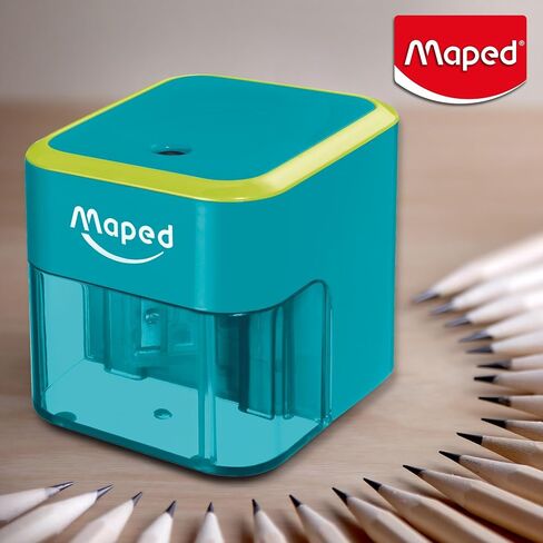 Maped Helix - مبراة أقلام رصاص مدمجة تعمل بالبطارية - سهلة الشحذ - متعددة الاستخدامات ومحمولة - فتحة شحذ علوية in Kuwait
