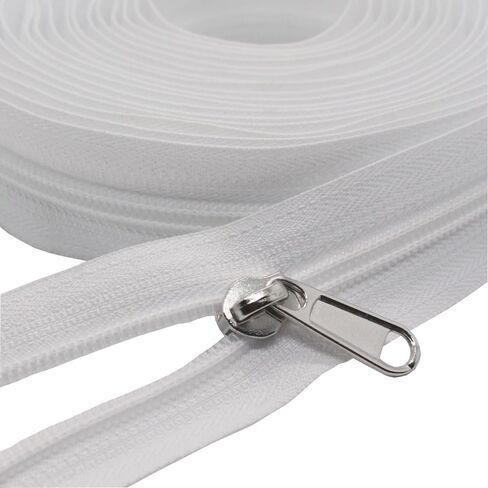 YaHoGa #5 Beige Nylon Coil Zippers by The Yard Bulk 10 Yards with 25pcs Sliders for DIY Sewing Tailor Crafts Bags (#5 Beige) in Kuwait