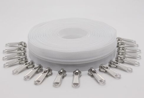 YaHoGa #5 Beige Nylon Coil Zippers by The Yard Bulk 10 Yards with 25pcs Sliders for DIY Sewing Tailor Crafts Bags (#5 Beige) in Kuwait