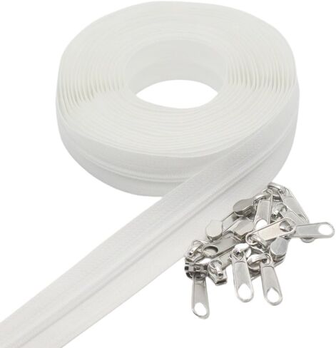 YaHoGa #5 Beige Nylon Coil Zippers by The Yard Bulk 10 Yards with 25pcs Sliders for DIY Sewing Tailor Crafts Bags (#5 Beige) in Kuwait