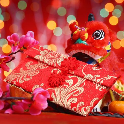 24 Pieces Chinese Red Envelopes Chinese New Year Envelopes Silk Red Envelopes HongBao Lucky Money Pockets Red Embroidery Envelopes with Knot for New Year Birthday Wedding Gift (Stylish) in Saudi Arabia