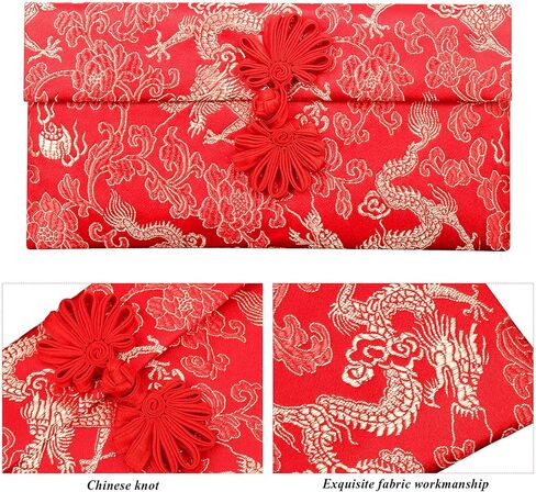 24 Pieces Chinese Red Envelopes Chinese New Year Envelopes Silk Red Envelopes HongBao Lucky Money Pockets Red Embroidery Envelopes with Knot for New Year Birthday Wedding Gift (Stylish) in Saudi Arabia