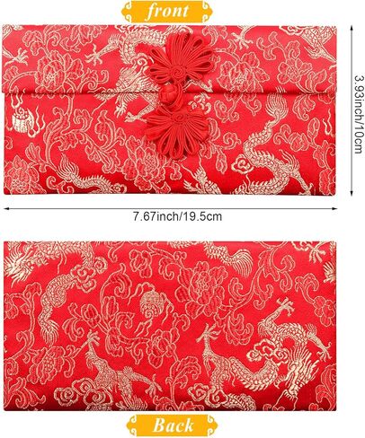 24 Pieces Chinese Red Envelopes Chinese New Year Envelopes Silk Red Envelopes HongBao Lucky Money Pockets Red Embroidery Envelopes with Knot for New Year Birthday Wedding Gift (Stylish) in Saudi Arabia