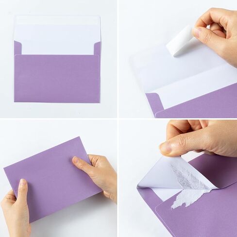 Wishop 50 Pack Shiny Self-Adhesive Envelopes with Shiny Fold Cards for Wedding Invitations, Greeting Cards, Baby Shower, Letter Mailing (Light Purple, 5x7) in Saudi Arabia
