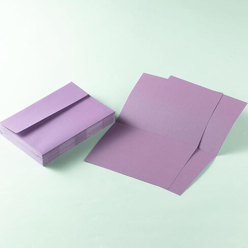 Wishop 50 Pack Shiny Self-Adhesive Envelopes with Shiny Fold Cards for Wedding Invitations, Greeting Cards, Baby Shower, Letter Mailing (Light Purple, 5x7) in Saudi Arabia